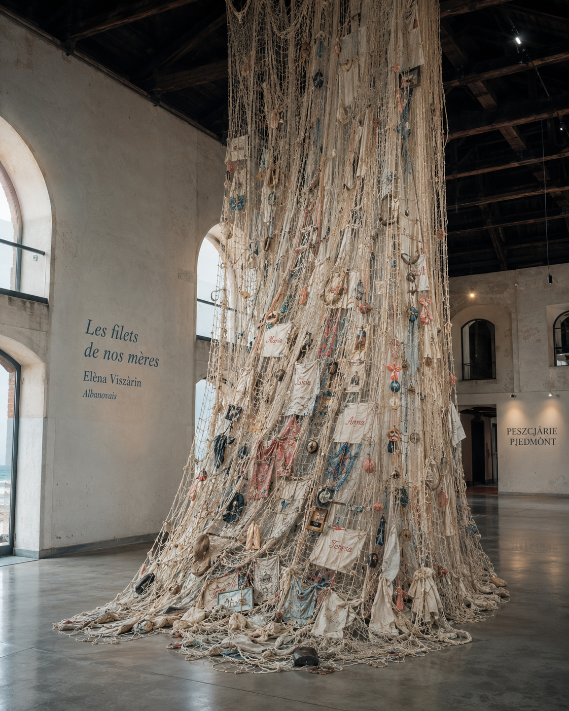 Les filets de nos mères, installation d’Elèna Viszàrin